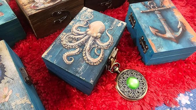 RK Collections Octopus Trinket Box I Nautical Jewelry Keepsake Box I Octopus Lovers Gift Idea For Animals (4x2.75)