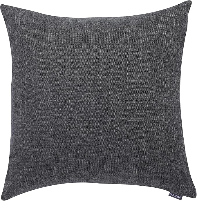 BOYSUM Set of 2 Leather Throw Pillow Covers Cotton Linen Decor Patchwork Pillow Cover Faux Leather Pillows Cover for Couch Sofa Living Room Bedroom,Black 24"x24"