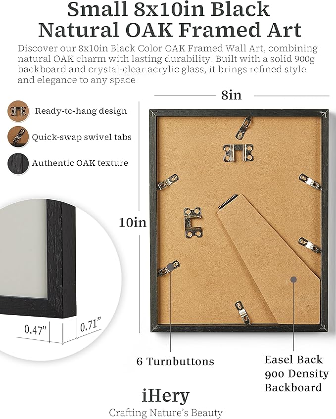 iHery Premium Small 8x10in Natural Black OAK Wood Dolce Far Niente Framed Wall Art, Retro The Sweetness of Doing Nothing Canvas Wall Decor For Girly Dorm Bedroom Living Room 1Pack