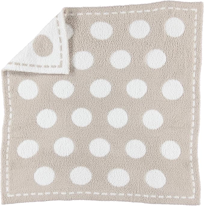 Barefoot Dreams CozyChic Dream Receiving Baby Blanket, Ultra Soft Plush Microfiber Baby Blankets for Boys and Girls, Lightweight Cozy Comfort, Machine Washable, 30" x 30", Stone-White Circles