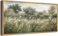 SHENIFY Vintage Landscape Framed Wall Art Meadow Scenery Farmhouse Decor Retro Painting for Bedroom Living Room Ready to Hang Wall Artwork - 20x40in Natural Framed