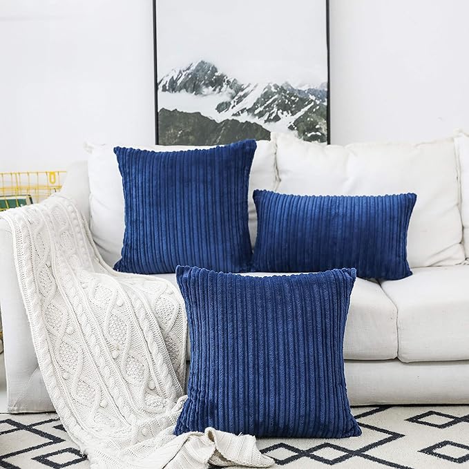UGASA Soft Velvet Solid Square Decorative Cushion Cover Handmade Pillowcase with Hidden Zipper, 1 Pack, 20x20 inch, Navy Blue