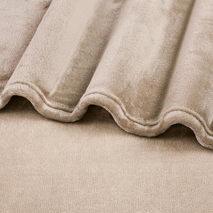 PAVILIA Taupe Fleece Throw Blanket for Couch Twin Size, Light Brown Super Soft Fuzzy Flannel Throw for Sofa, Luxury Plush Microfiber Blanket Twin Bed, Home Decorative Velvet Gift Blanket, 60x80