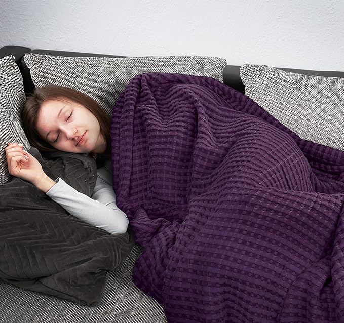 Utopia Bedding Plum 100% Cotton Waffle Blanket 300 GSM [King - 90x108 Inch] Soft Lightweight Breathable Bed Blanket for All Season