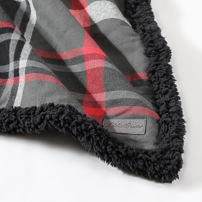 Eddie Bauer - Blanket, Super Soft Reversible Sherpa & Brushed Fleece Bedding, Throw Blankets for Couch, Ideal for Lounging (Winslow Charcoal)