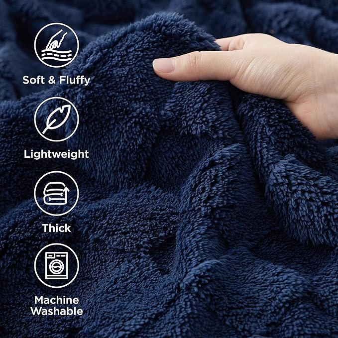 Bedsure GentleSoft King Size Blanket for Bed - Super Soft Cozy Blankets for Women Men Girls, Large Fuzzy Fleece Throw for Bedroom Decor, Navy,108x90 Inches