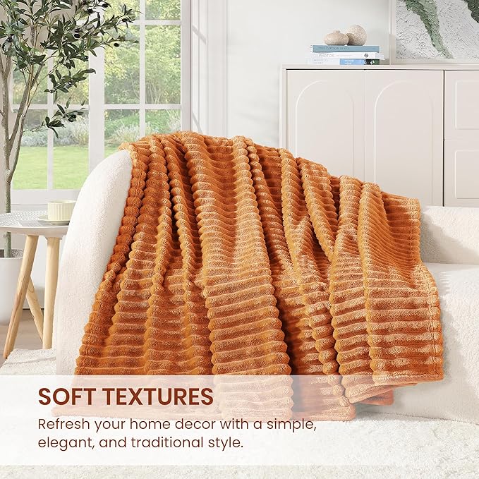 Monbix Yellow-Brown Fleece Throw Blanket for Couch- Room Decor Soft Cozy Blankets for Women, Lightweight Fuzzy Fleece Flannel Bed Blanket Suitable for All Seasons(60"×80",Yellow-Brown)