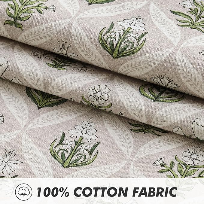 MIULEE Floral Throw Pillow Covers 18x18 Set of 2 Grey Spring Decorative Block Print Cotton Cushion Covers for Couch Living Room, Boho Modern Outdoor Sofa Vintage Garden Pillowcases Home Decor