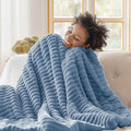 Bedsure GentleSoft Fall Throw Blanket for Couch - Cozy Soft Blankets for Women, Cute Small Throws for Girls, Blue, 50x60 Inches
