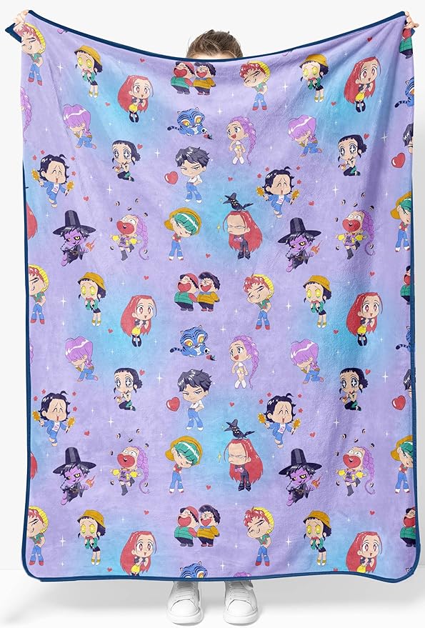 Jay Franco Kids Plush Throw Blanket – Ultra Soft Cozy Plush Fleece for Bed, Couch, Sofa, Home Décor, Official Licenseds Huntrix and Saja Boys, Light Purple - Kpop Demon Hunters, 46x60 - Throw Blanket