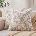 100% Cotton French Pastoral Throw Pillow Covers Set of 2, 22x22 Inch Black Farmhouse Decorative Cushion Covers for Sofa Bed Living Room Home Decor