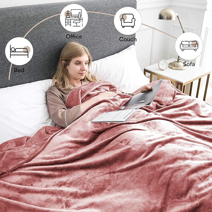MOONLIGHT20015 Fleece Blanket 2 Pack - Super Soft Fluffy Pink Throw Blanket for Sofa and Bed - Warm and Cozy Lightweight 400 GSM Microfiber Bed Throws Blankets, 50x60 Inches (Throw/Travel)