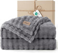 Bedsure 3D Fleece Bubble Blanket - GentleSoft Grey King Blanket for Bed Sofa Room Decor - Luxury Soft Cozy Gifts for Women, Lightweight, All Seasons, Grey, 108"×90"