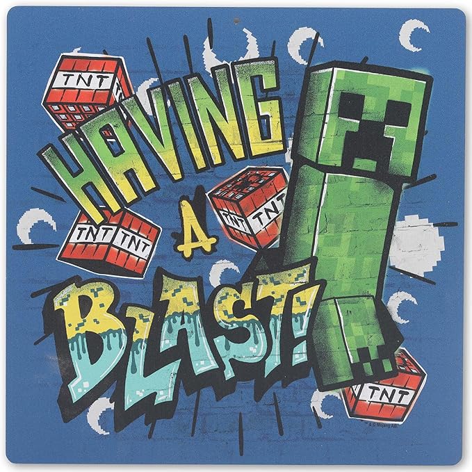 Open Road Brands Minecraft Having a Blast Metal Sign - Fun Minecraft Wall Decor for Game Room or Kids' Bedroom