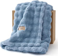 Bedsure 3D Fleece Bubble Blanket for Couch - GentleSoft Blue Twin Blanket for Sofa Bed Room Decor - Luxury Soft Cozy Gifts for Her, Lightweight, All Seasons, Celestial Blue, 60"×80"