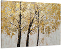 Yihui Arts Tree Painting with Gold Foil - Hand Painted Landscape Canvas Wall Art for Farmhouse Living Room, Bedroom, and Bathroom Decor