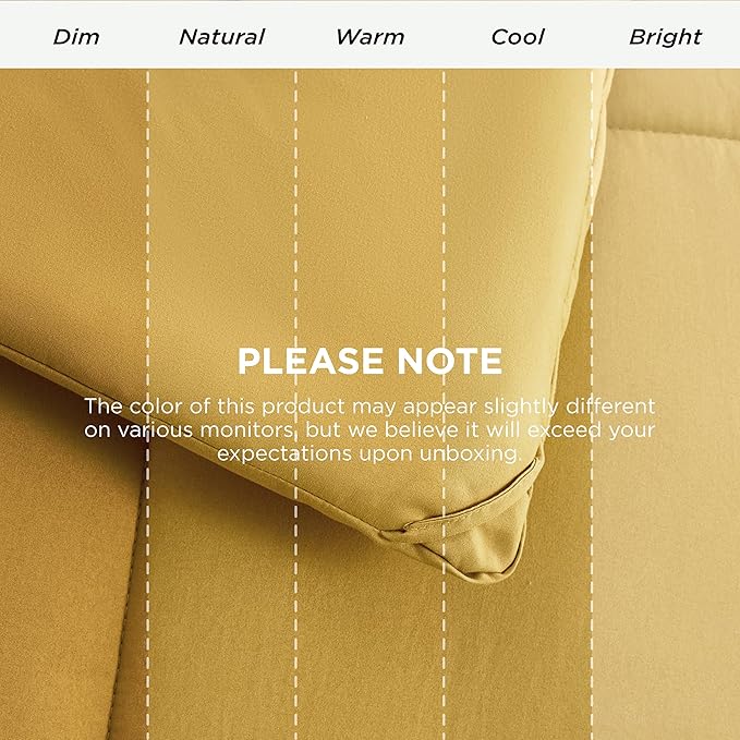 Bedsure Comforter Duvet Insert - Quilted Comforters Twin XL Size, All Season Duvet, GentleSoft Down Alternative Bedding Blanket, with 8 Tabs, Gifts for Women/Men, Mustard Yellow, Twin XL 92x68 Inches