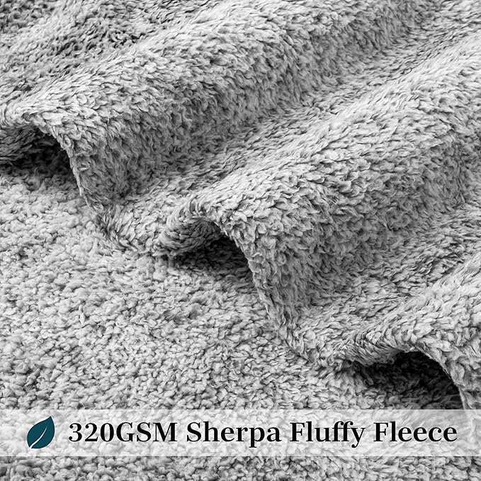PAVILIA Sherpa Throw Blanket for Couch Sofa, Heather Grey Fluffy Warm Plush Blanket for Twin Bed, Cozy Super Soft Lightweight Throw, Fuzzy Decorative Blanket, All Season Home, 60x80