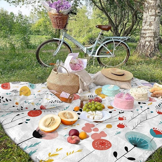 yuboo Spring Floral Throw Blanket for Couch Sofa Bed - Soft Flannel Fleece Blanket with Colorful Wildflowers, Cute Aesthetic Botanical Decor, Warm Cozy Gifts for Women Mom Girls, 50x60 Inch