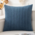 UGASA Velvet 20x20 Inch Soft Throw Pillow Cover Decorative Corduroy Striped Both Sides Solid Square Cushion Case Boho Farmhouse for Couch Bedroom Sofa Home, 1 Piece, New-Dusty Blue