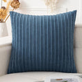 UGASA Velvet 26x26 Inch Soft Throw Pillow Cover Decorative Corduroy Striped Both Sides Solid Square Cushion Case Boho Farmhouse for Couch Bedroom Sofa Home, 1 Piece, Dusty Blue