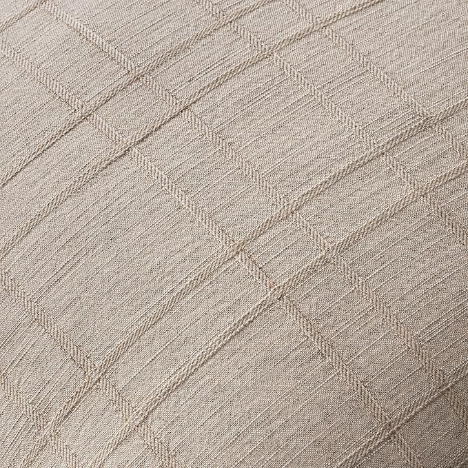 MIULEE Decorative Linen Check Throw Pillow Covers Neutral Farmhouse Vintage Pillow Covers 20x20 Set of 2 Boho Modern Home Decor for Sofa Couch Bedroom Cushion Natural Linen