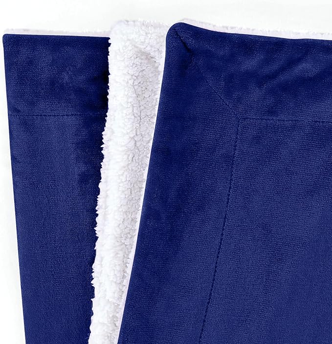 Mocassi Premium Ultra-Soft Flannel Fleece Sherpa Throw Blanket - Warm Cozy Reversible Plush Micromink Blanket for Couch, Bed and Sofa - Fluffy, Christmas Winter Bedding Gift, Full, Royal Blue