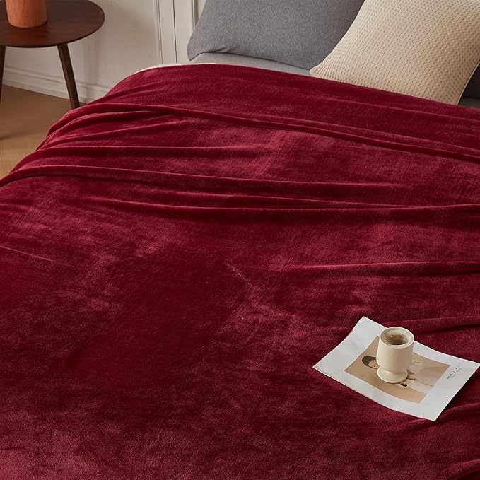 COOVA Oversized King Fleece Blanket 120x120 inches, Soft Cozy Warm Giant Extra Large 10'x10' Blanket for Bed, Sofa, Couch,Travel, Camping, California Huge Flannel Big Throw Blanket, Burgandy Red