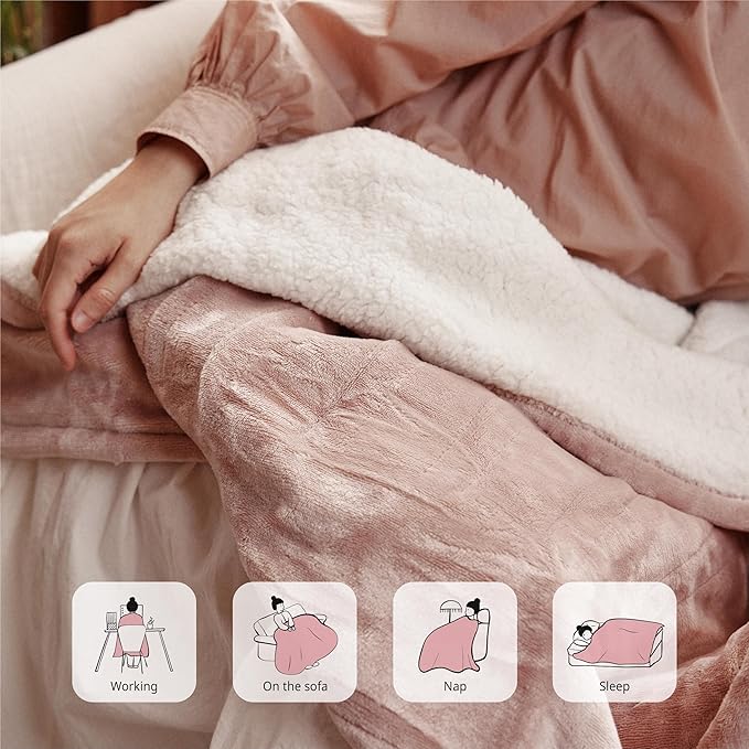 Heated Blanket Electric Throw 50" x 60" -Heated Throw Blanket with 4 Heating Levels & 3 Hours Auto Off,Machine Washable,ETL & FCC Certification(Candy Pink)