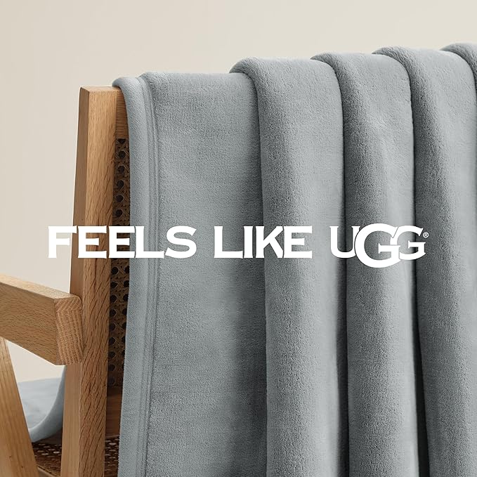 UGG Coco Plush Fleece Throw Blanket – Soft & Cozy Blanket for Couch, Bed & Sofa, Perfect for Home Decor, House Warming Gifts or Luxurious Birthday Gifts for Women, 50" x 70", Seal Gray
