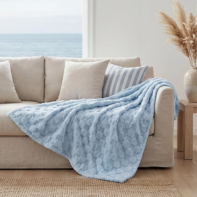 Bedsure GentleSoft Light Blue Throw Blanket for Couch - Super Soft Cozy Blankets Gifts for Women Men Girls, Cute Small Fleece Throws for Bedroom Home Decor, 50x70 Inches