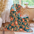 Boho Throw Blanket 50"x60" 100% Cotton Couch Blanket, Breathable Lightweight Spring Decorative Reversible Blankets with Fringe for Sofa Chair Bed Vintage Decor