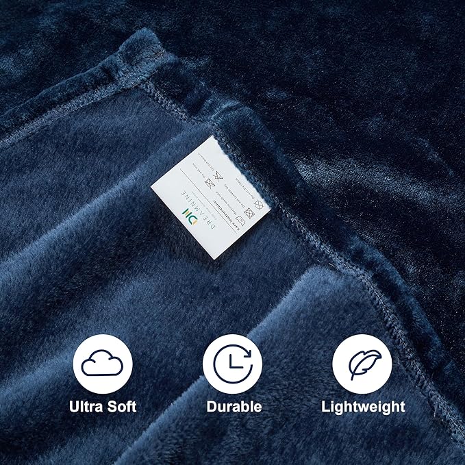DREAMNINE Extra Large Soft Comfy Fluffy Fleece Bed Blanket Queen Size 90" x 90", Luxury Decorative Fuzzy Blanket for Women Girl, Big Cozy Shaggy Warm Flannel Blankets for Winter Autumn Pets, Navy Blue
