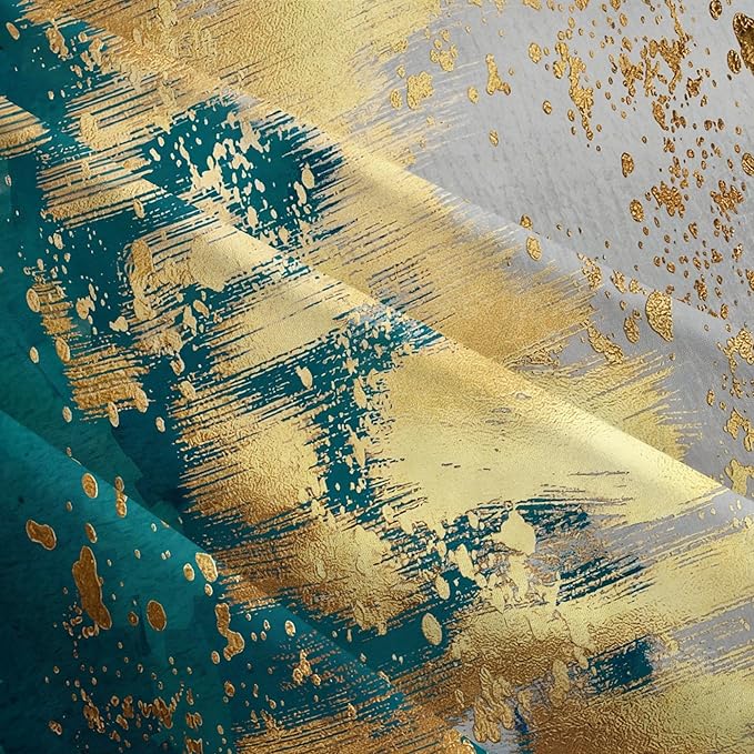 Emerald Green and Gold Throw Pillow Covers Set of 2 18x18 Inch, Teal Gold Modern Decorative Square Pillowcases for Couch Sofa Living Room Bedroom Car Office, Christmas Green Pillow Covers, Home Decor