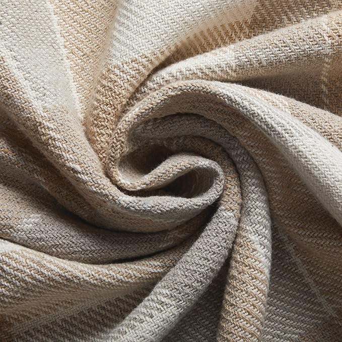 Americanflat 50x60 Throw Blanket - Soft and Breathable Cotton Throw Blanket for Couch, Bed, Chair - Decorative Blankets Perfect for Home, Office, or Outdoor Use - Camel and Beige Plaid Design