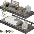 QEEIG Bathroom Floating Shelves for Wall - 15.7" Wall Mounted Shelf Over Toilet Farmhouse Home Decor Display Bookshelf Small 15.7 x 6.7 inch Set of 2, Grey (008-40GY)