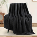 Exclusivo Mezcla Soft Fleece Throw Blanket for Couch, Super Soft Velvet Plush Fleece Blankets, Fuzzy Cozy and Warm for Winter, 50x60 Inches, Black
