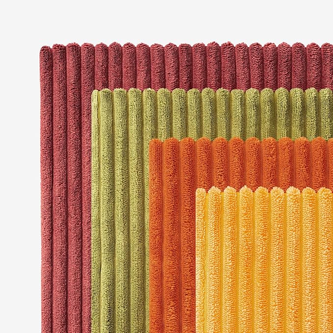 EMEMA Burnt Orange Decorative Throw Pillow Covers for Couch Bed Livingroom 16x16 Inch Set of 4 Boho Farmhouse Corduroy Striped Square Pillow Case,Western Modern Cushion Covers Home Decor