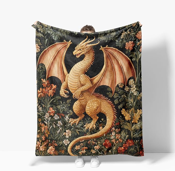 Dragon Throw Blanket Soft Warm Cozy Dragons Blankets Fuzzy Plush Fleece Dragon Blanket Gifts for Couch Bed Sofa Home Decor 40''X50''