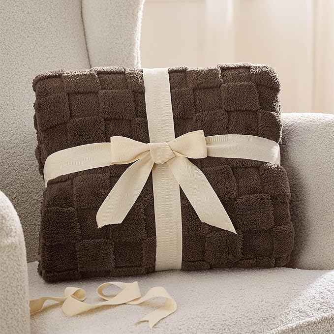 Bedsure GentleSoft Brown Throw Blanket for Couch - Super Soft Cozy Blankets Gifts for Women Men Girls, Cute Small Fleece Throws for Bedroom Home Decor, 50x70 Inches