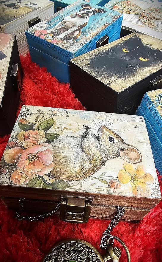RK Collections Mouse Trinket Box Small Jewelry Keepsake Box | Storage Box for Girls Women | Gift Idea, Animal Lover Ornaments for Home Décor (4 x 2.75)