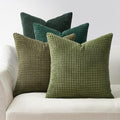 Topfinel Fall Pillow Covers Set of 4 Soft Corduroy Boho Strip Textured OliveGreen Pillow Covers Modern Farmhouse Cute Autumn Home Decor Green Living Room Sofa Couch Bed 40x40 cm