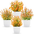 Der Rose 4 Pack Fall Fake Plants Mini Artificial Greenery Potted Plants Fall Decorations for Home Decor Indoor Office Table Room Farmhouse Bathroom Fall Decor
