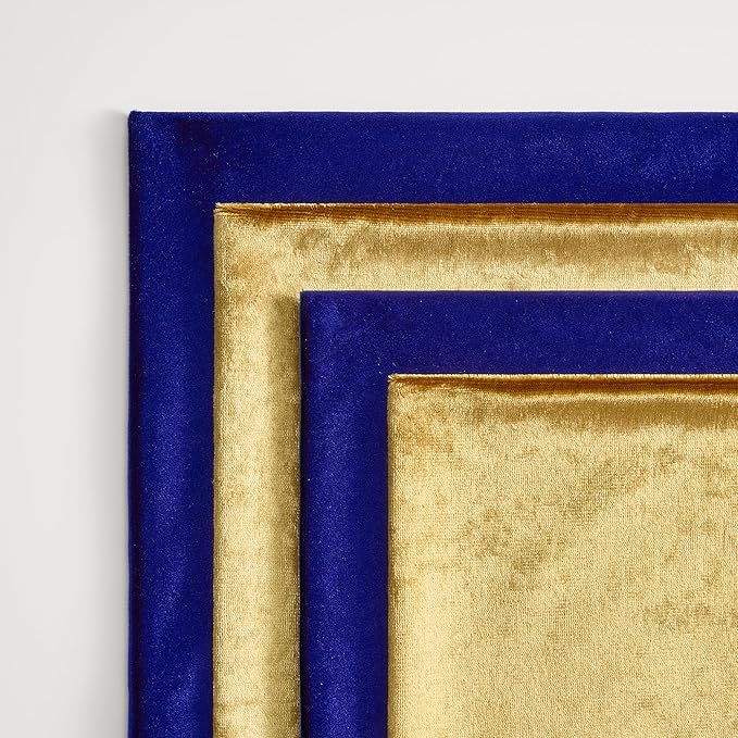 GIGIZAZA Decorative Velvet Pillow Covers - 16x16 Throw Pillows Soft Blue Gold Covers Accent for Couch Living Room Bed Square Modern Luxury Cushion Covers Home Decor Set of 4