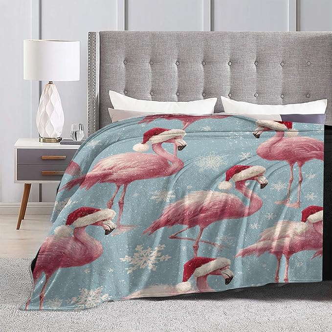 Flamingo Throw Blanket Soft Warm Cozy Christmas Flamingos Blankets Fuzzy Plush Fleece Flamingo Blanket Gifts for Couch Bed Sofa Home Decor 40''X50''