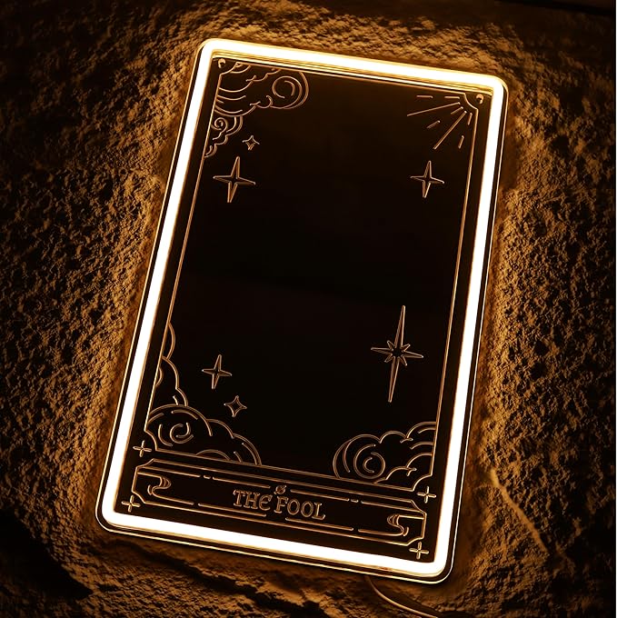 Kavaas Tarot Mirror Neon Sign -Warm White Mystical LED Neon Light for Occult Room Wall Decor, Witchy Art Spiritual Room Decor, Best Gifts for Fortune Teller, Tarot Enthusiast