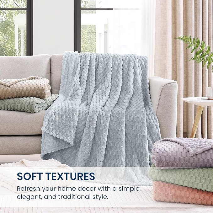 Monbix Haze Blue Fleece Throw Blanket for Couch- Room Decor Soft Cozy Blankets for Women, Lightweight Fleece Flannel Bed Blanket Suitable for All Seasons(50"×60",Haze Blue)
