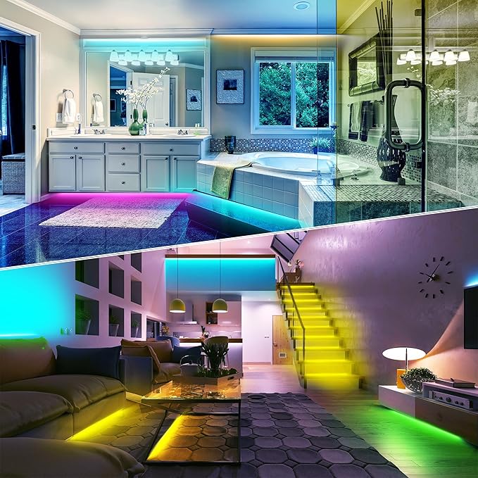 Led Lights for Bedroom 150ft (2 Rolls of 75FT), Color Changing RGB Led Strip Lights with 60 Keys Remote and App Control, Music Sync Led Lights for Room Kitchen Party Home Decor