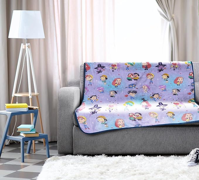 Jay Franco Kids Plush Throw Blanket – Ultra Soft Cozy Plush Fleece for Bed, Couch, Sofa, Home Décor, Official Licenseds Huntrix and Saja Boys, Light Purple - Kpop Demon Hunters, 46x60 - Throw Blanket