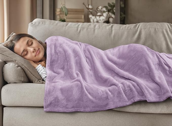 Utopia Bedding Lilac Fleece Blanket California King Size Lightweight Fuzzy Soft Anti-Static Microfiber Bed Blanket (102x96 Inch)